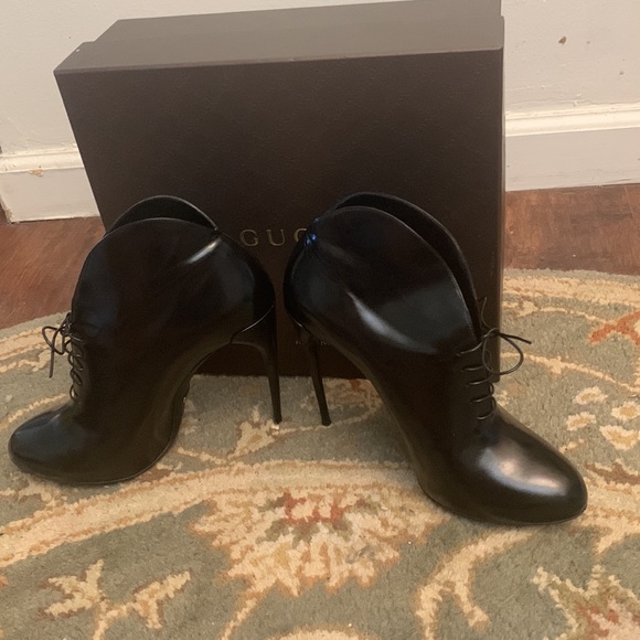 Gucci Stivale Pelle S. Cuoio Regent Nero Heels - Picture 4 of 12
